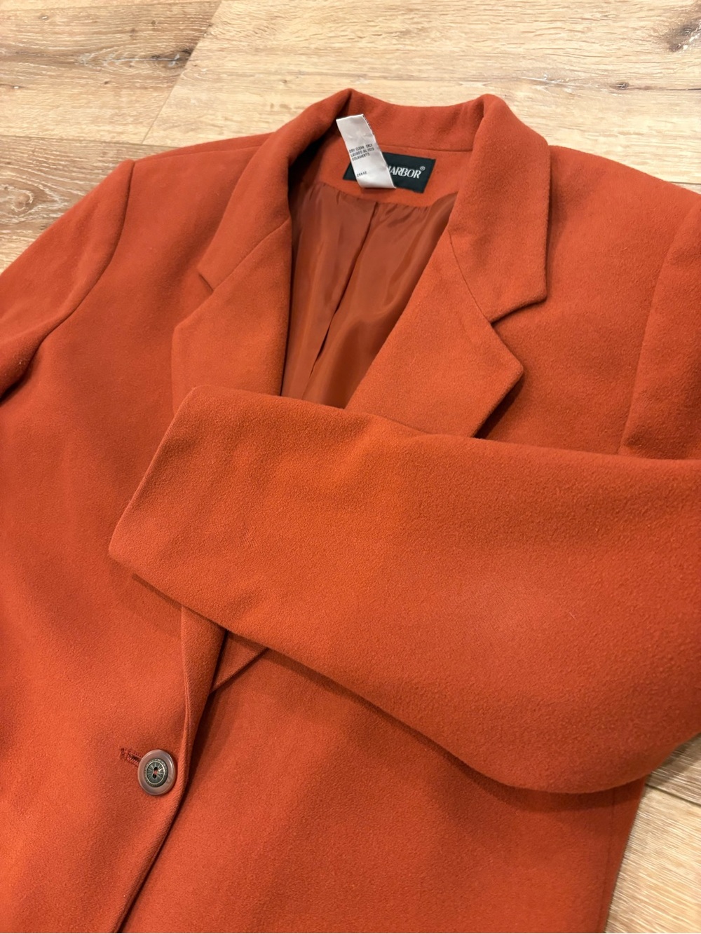 VNTG Women’s Sag Harbor Burnt Orange Wool Cashmere Blend Blazer 90s Tailored-16